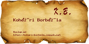 Kohári Borbála névjegykártya
